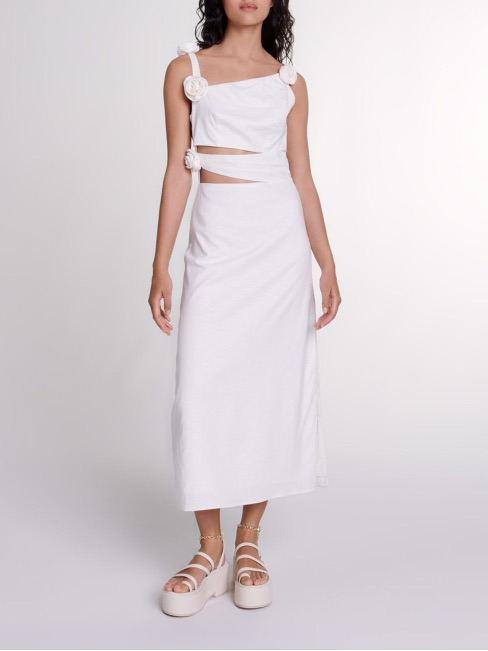 Maje Openwork Linen Maxi Dress Sz Eu 36